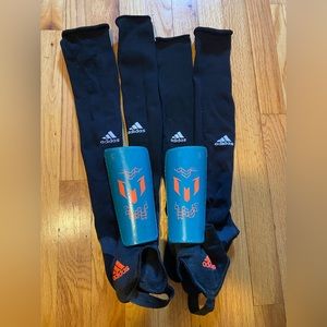 Adidas XL Shin Guards & Two Pairs is Adidas Black Socks